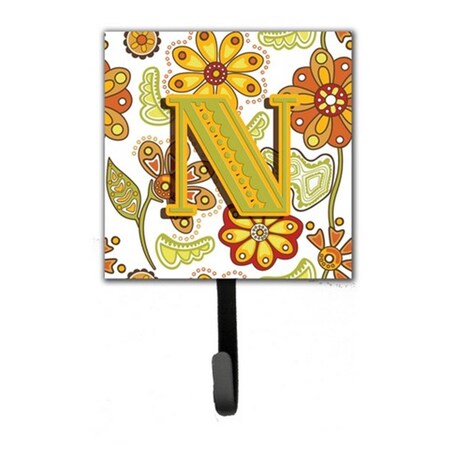 Jensendistributionservices Letter N Floral Mustard And Green Leash & Key Holder MI1658530